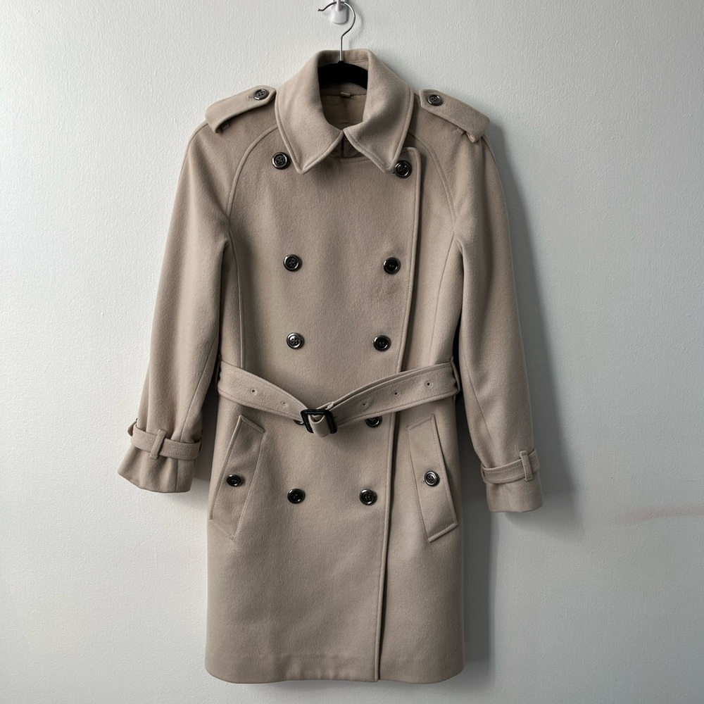 Burberry beige cashmere blend trench coat